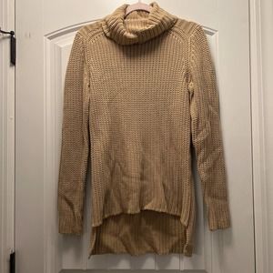 Metric Women's Long Sleeve‎ Cable Knit Cowl Neck Pullover Sweater Size M Beige